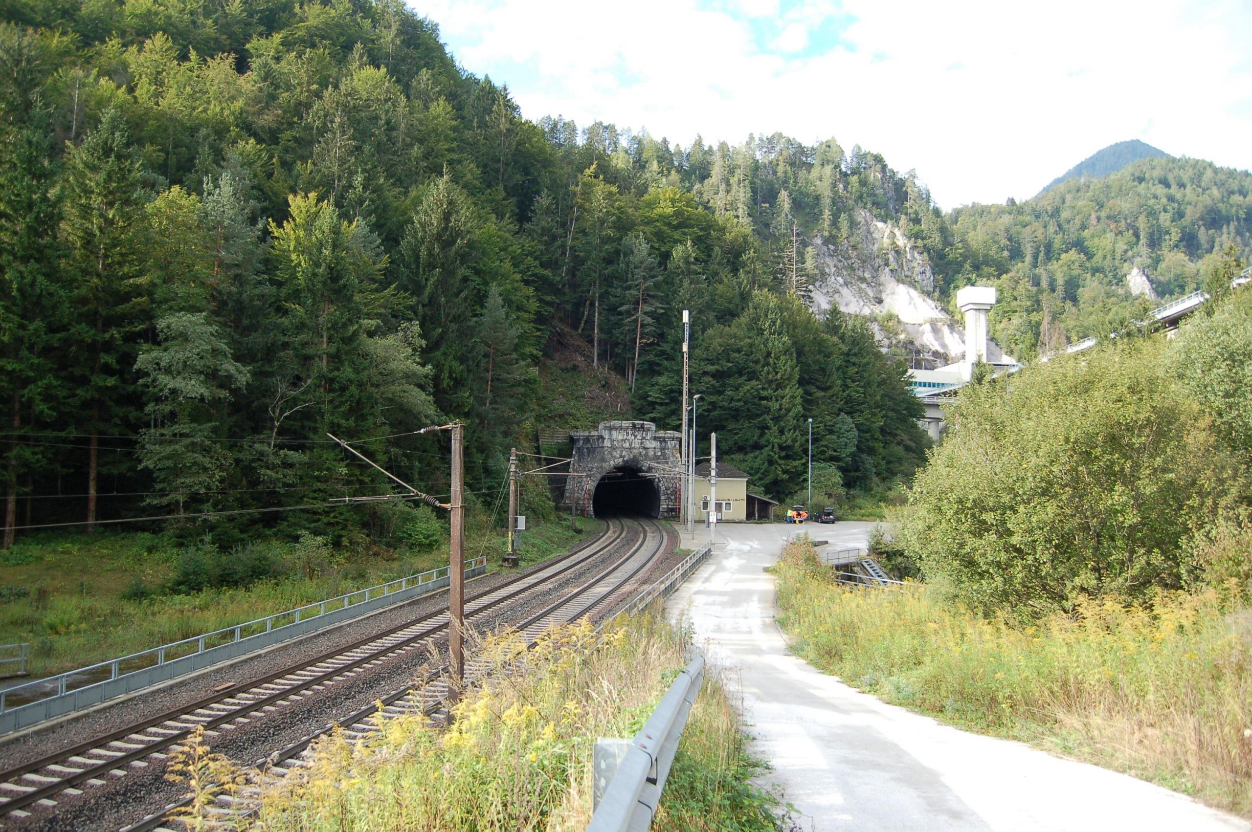 Karawanken tunnel before start of construction in viewing direction tunnel